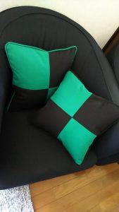 green and black cussion